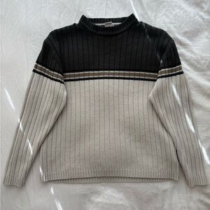 Arizona Jean Company Ribbed Crewneck Sweater in Cream, Green, Brown and Black